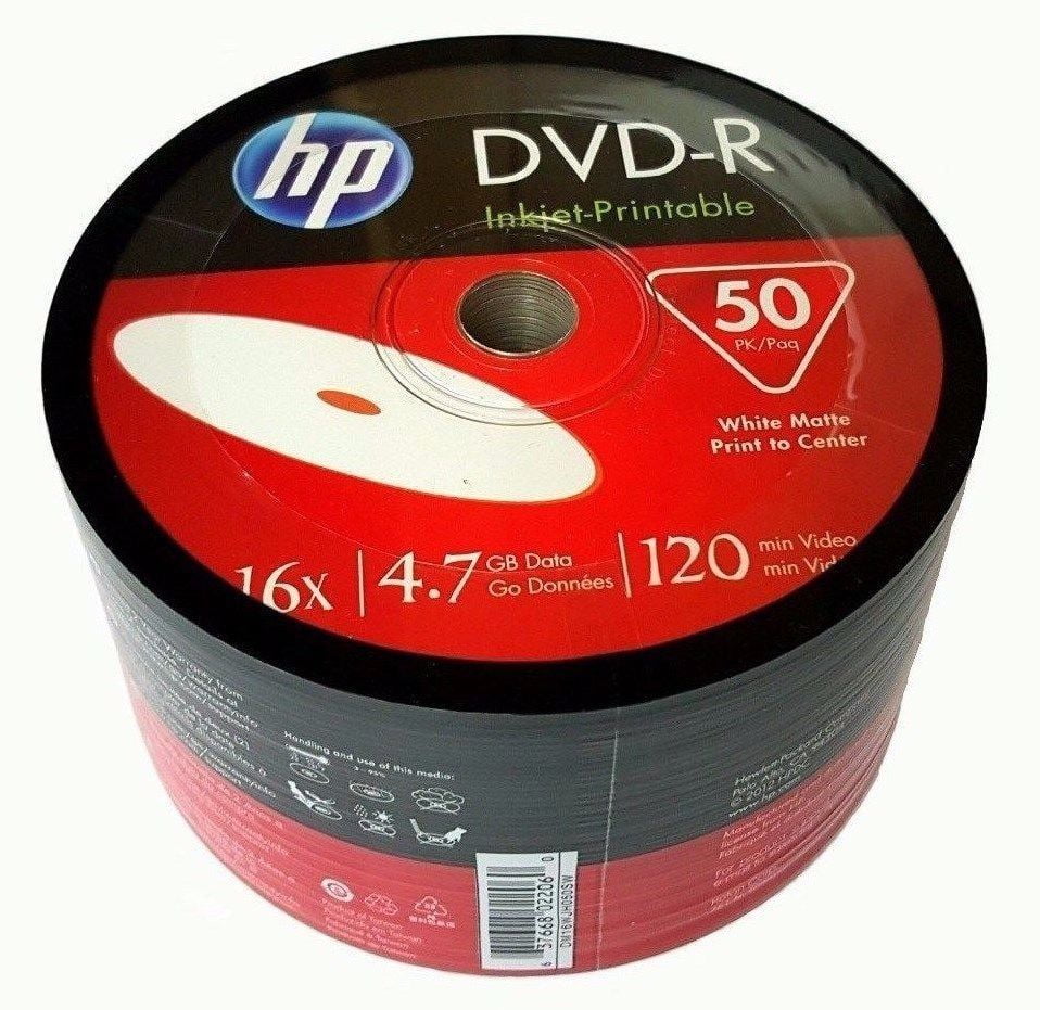50 Pack HP Blank DVD-R DVDR White Inkjet Hub Printable 16X 4.7GB 120min Recordable Media Disc picture regarding Hp Printable identify 50 Pack HP Blank DVD-R DVDR White Inkjet Hub Printable 16X 4.7GB 120min Recordable Media Disc